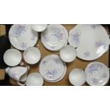 Royal Albert Ribbons and Bows 21 piece tea set to include 6 trio's, milk jug, sugar bowl, cake plate