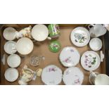 A mixed collection of items to include commemorative mug, pin dishes, cups, twin handled lidded