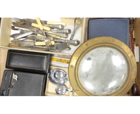 A Mixed Collection of Items to include Cased and Loose Silver Plate Cutlery incl. Henry Hird Fruit Spoons, Box Brownie Camera