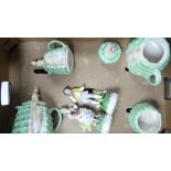 Crinoline lady teapots , milk jug and sugar bowl ( lid missing) marked as purchased by her Majesty