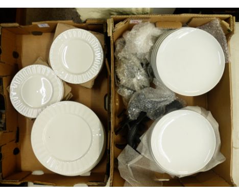 A large collection of Maisons Du Mond dinner plates x 8 &amp; 12 salad plates together with a large quantity of John Lewis sa