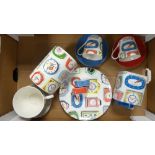 A collection of Cath Kidston kitchen ware to include large cup & saucer, plate, metal storage
