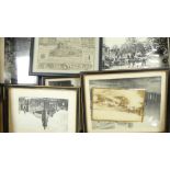 A Quantity of Framed Prints and Ephemera to include Wills Advertising Card, Historical Photographs