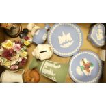 A Mixed Collection of Wedgwood and Ceramics to include Two Blue Jasperware Christmas Plates,