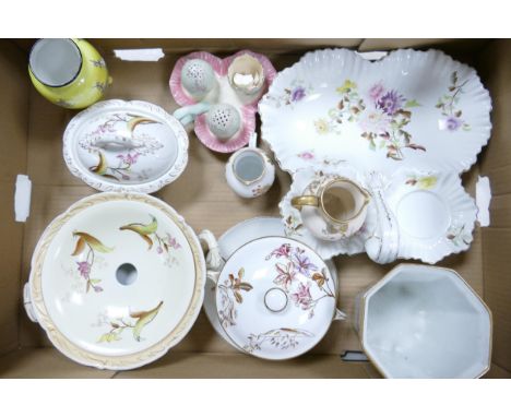 A Mixed Collection of Carltonware Wiltshaw &amp; Robinson Ivory Blushware Items to include Yellow Ground Vase, Lidded Soap Di