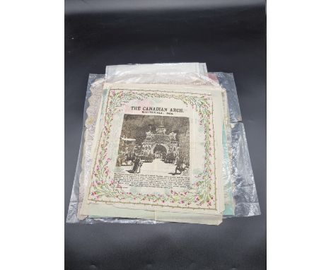 CREPE PAPER SOUVENIRS:&nbsp;a collection of 17 printed souvenirs on crepe paper, early 20thc, to include 'Souvenir in Commemo