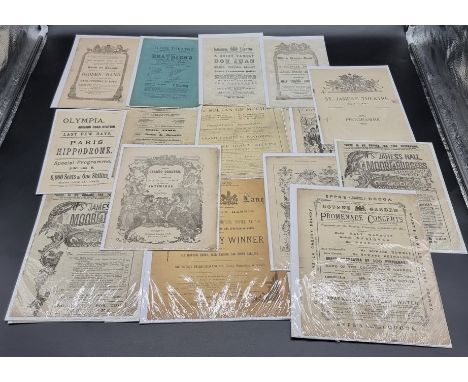 THEATRE PROGRAMMES: collection of 19 19thc theatre programmes inc. St James's Hall Piccadilly (Moore &amp; Burgess Minstrels)