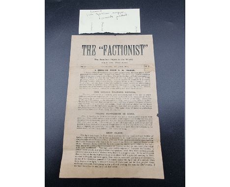IRISH REPUBLICANS:&nbsp;'The Factionist...the smallest paper in the world': Vol.1 Issue No.22, Thursday 28th June 1917: singl