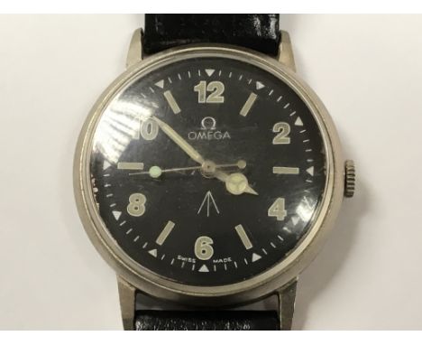 A Military Omega Style Watch fitted with Russian movement. Sold as a copy watch, as seen.  17 Jewel manual wind black dial wi