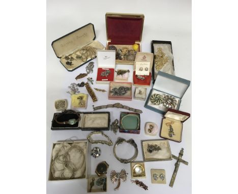 A collection of costume  jewellery including an unusual white metal ram's head bangle