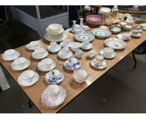 A collection of decorative ceramic s including a Meissen plate and Edwardian teawares