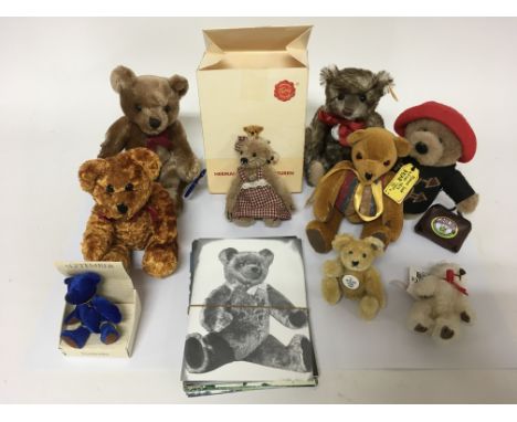 A group of miniature collector's bears including Steiff and Hermann