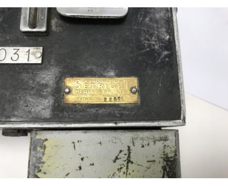 Two vintage bus conductors ticket issue machines, one made by Setright for Eastern National and one made by Ticket Issue Mach