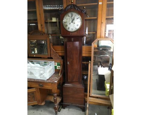 An early 19th Century Scottish mahogany 8 day longcase clock with five pillar movement. Comes with brass clad weights, pendul