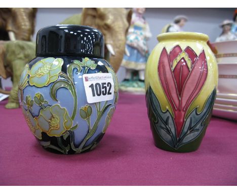 A Modern Moorcroft Pottery Vase, of ovoid form, painted in the 'Crocus' pattern, impressed and painted marks, dated '97, 10.5