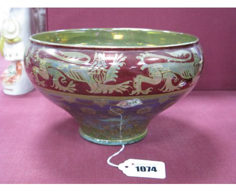 A Pilkington's Royal Lancastrian Lustre Pottery Bowl, of circular form, designed by Walter Crane and William S. Mycock, signe