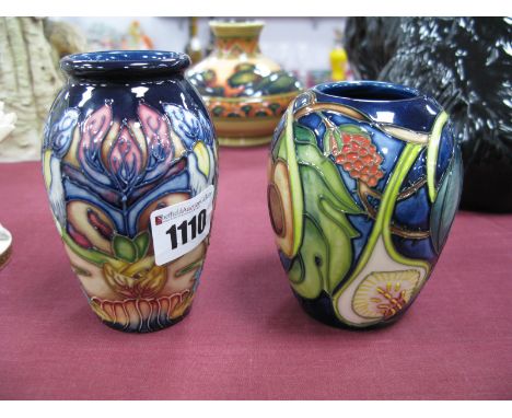 A Modern Moorcroft Pottery Vase, of ovoid form, painted in the 'Gentian' pattern designed by Philip Gibson, impressed and pai