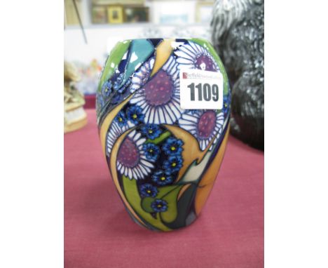 A Modern Moorcroft Pottery Vase, of ovoid form, painted in the 'Campbell Island Daisy' trial pattern from the Visions of New 