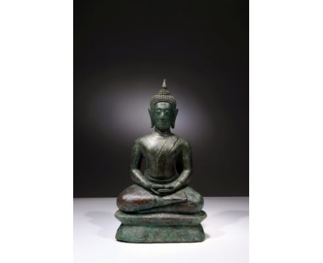 BronzeThailand, 16th century , Sukothai InfluenceDimensions: Height 20,5 cm by 11,5 cmWeight: 857,5 gramsSukothai influence i