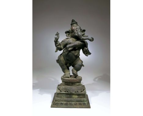 BronzeIndia, 19th centuryDimensions: Height 59  cmWeight: 20.300 gramsFour-armed Ganesha, the remover of obstacles, standing 