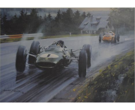 Ray Goldsbrough, Jim Clark in the 1965 Indianapolis 500 - miles classic, ltd ed print 179/250, signed, 35cm x 59cm; Michael T
