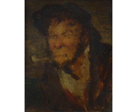 R J H..., An Old Sea Dog, indistinctly signed, oil on millboard, 18x14cm.