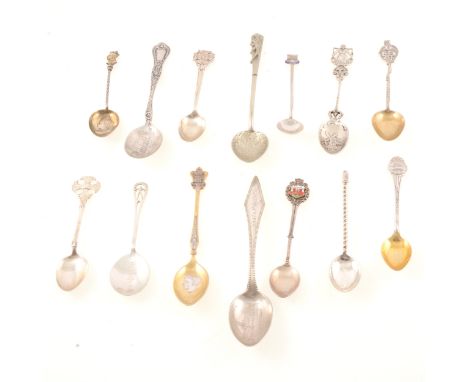 A 'Coorg &amp; Mysore Rifles' souvenir teaspoon, Levi &amp; Salaman, Birmingham 1910, bull finial with text on blue enamel ri