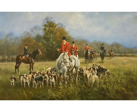 Graham Isom, Hunting scene, oil on canvas, signed, 49x74cm.