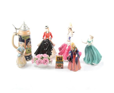 Royal Doulton figure, Kathleen, HN1253, 20cm, damaged, Worcester and Coalport figures and other ceramics.