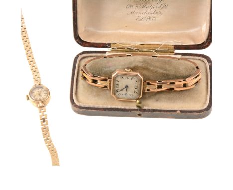 Rotary and Terry - two 9 carat yellow gold lady's bracelet watches, a Terry of Manchester wristwatch with 17mm arabic dial in