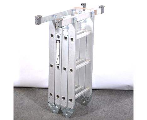 Folding aluminium ladder, approx 360cm extended.