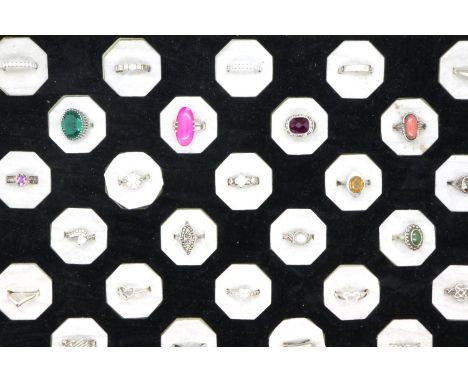 Thirty silver rings, boxed, to include stone set examples. P&amp;P Group 2 (£18+VAT for the first lot and £3+VAT for subseque