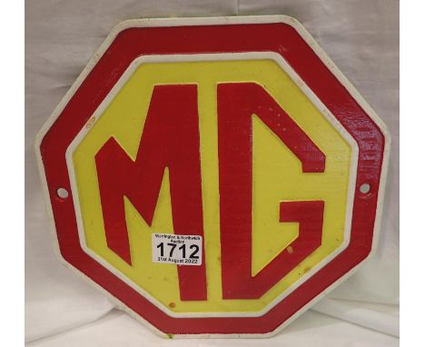 Cast iron MG wall plaque, W: 25 cm. P&amp;P Group 2 (£18+VAT for the first lot and £3+VAT for subsequent lots) 