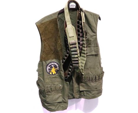 Frodsham and District Wildfowlers Club shooting vest and two cartridge belts. P&amp;P Group 2 (£18+VAT for the first lot and 