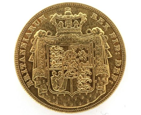 Restrike 1825 double sovereign of George IV in gilt metal. P&amp;P Group 0 (£5+VAT for the first lot and £1+VAT for subsequen