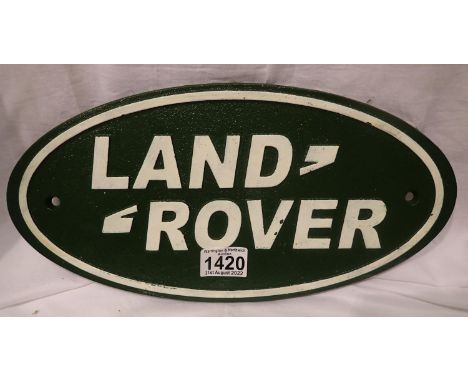 Cast iron Land Rover plaque, W: 35 cm. P&amp;P Group 2 (£18+VAT for the first lot and £3+VAT for subsequent lots) 