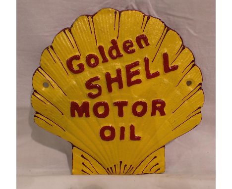 Cast iron Golden Shell plaque, W: 17 cm. P&amp;P Group 1 (£14+VAT for the first lot and £1+VAT for subsequent lots) 
