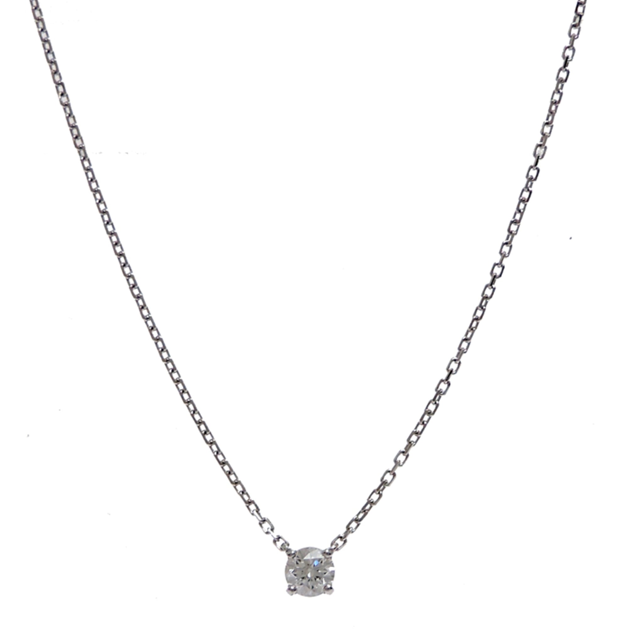 Cartier 1895 Solitaire 0.23ct Diamond Women\'s Necklace N7424177 750 White Gold
