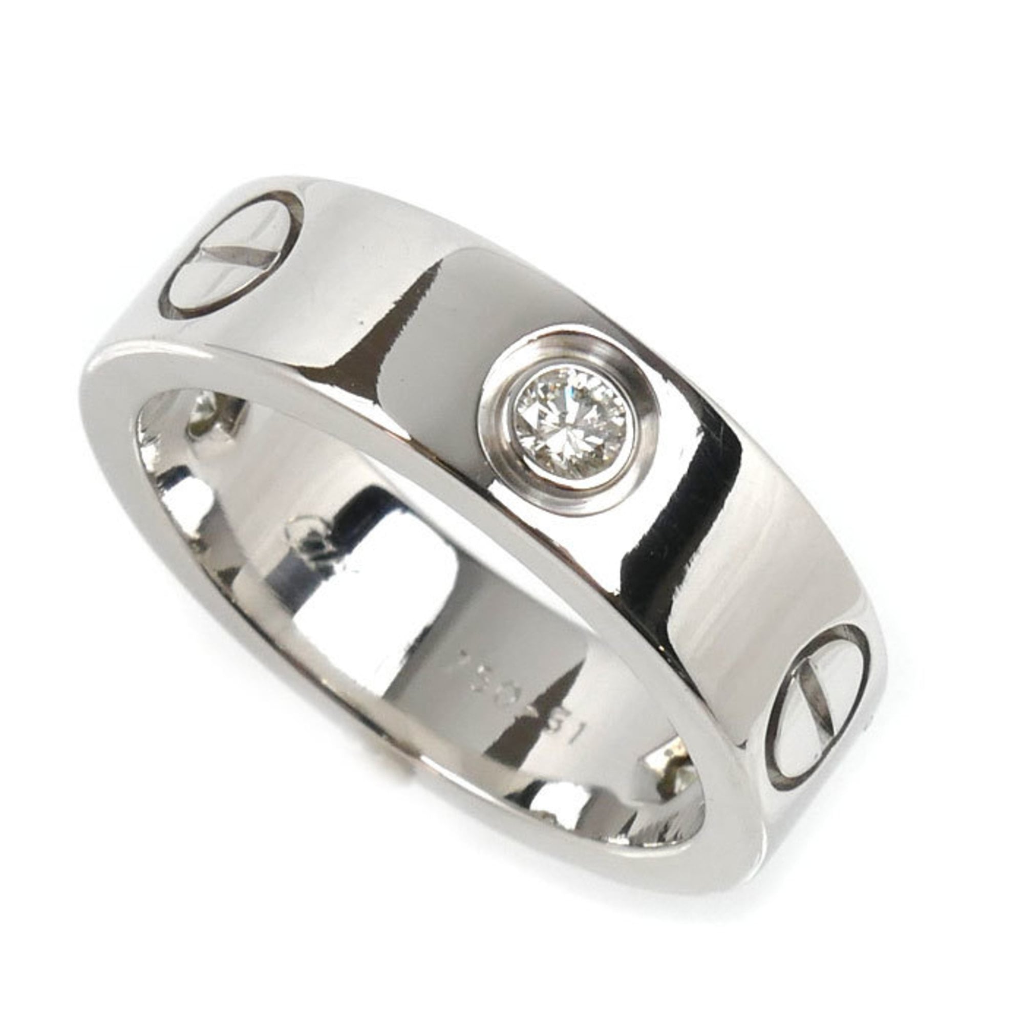 CARTIER Cartier 18KWG White Gold Love Half Diamond Ring with Diamonds, 1.51ct, 8.6g, Women\'s