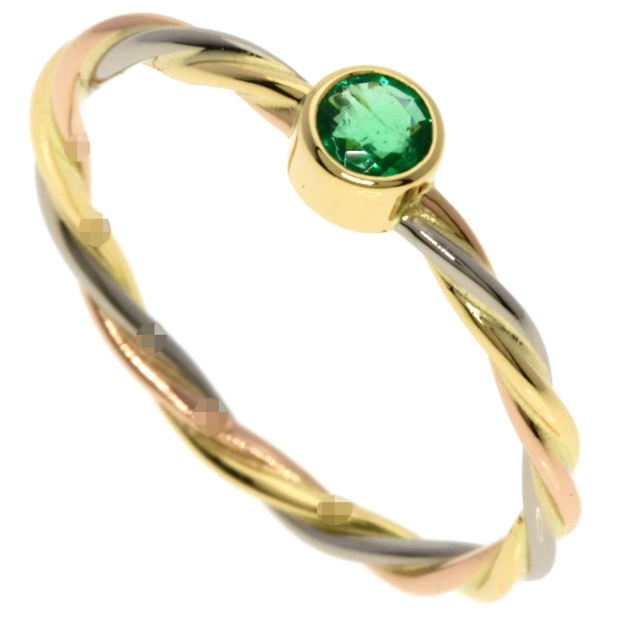 Cartier Twist Emerald Ring #51, 18K Yellow Gold/18K White Pink Gold, Women\'s.