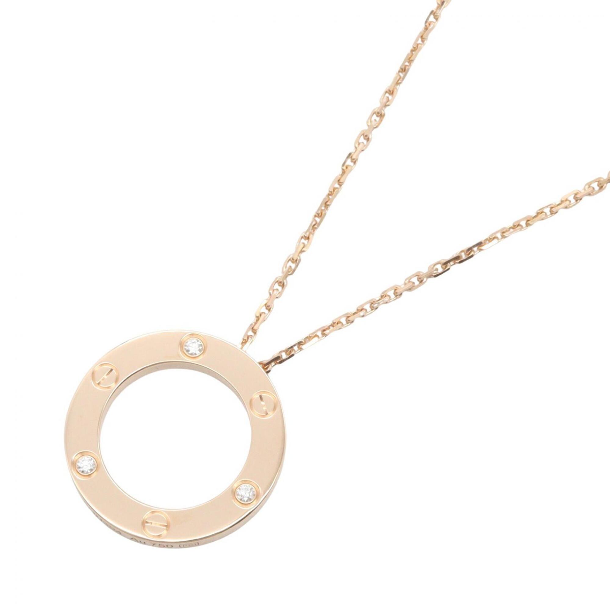 Cartier Love Necklace 3PD Jewelry 18KPG (Pink Gold) Diamond Women\'s Gold Tone Clear B7014700