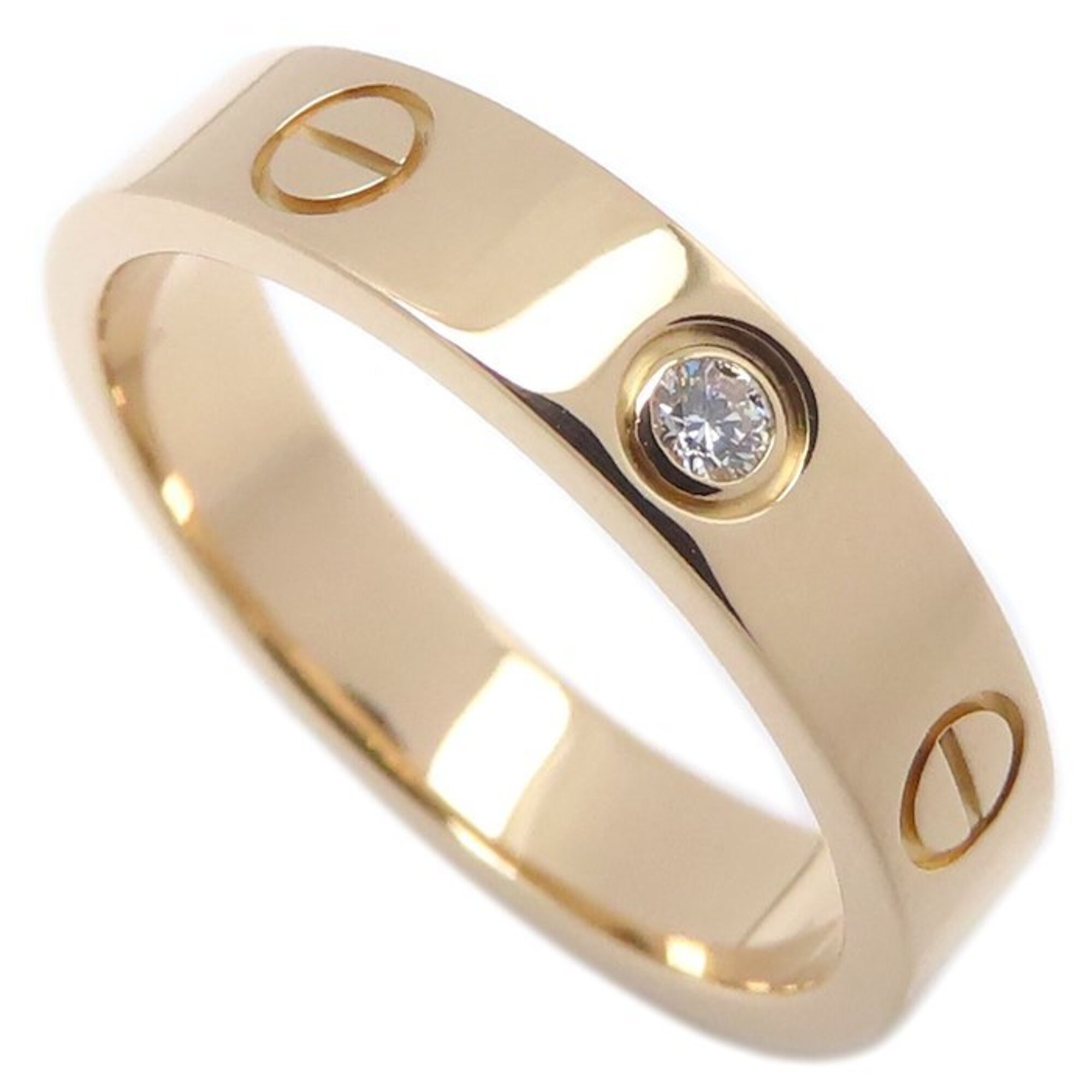 CARTIER Mini Love Diamond Ring, Size #51, 18KPG (295938)
