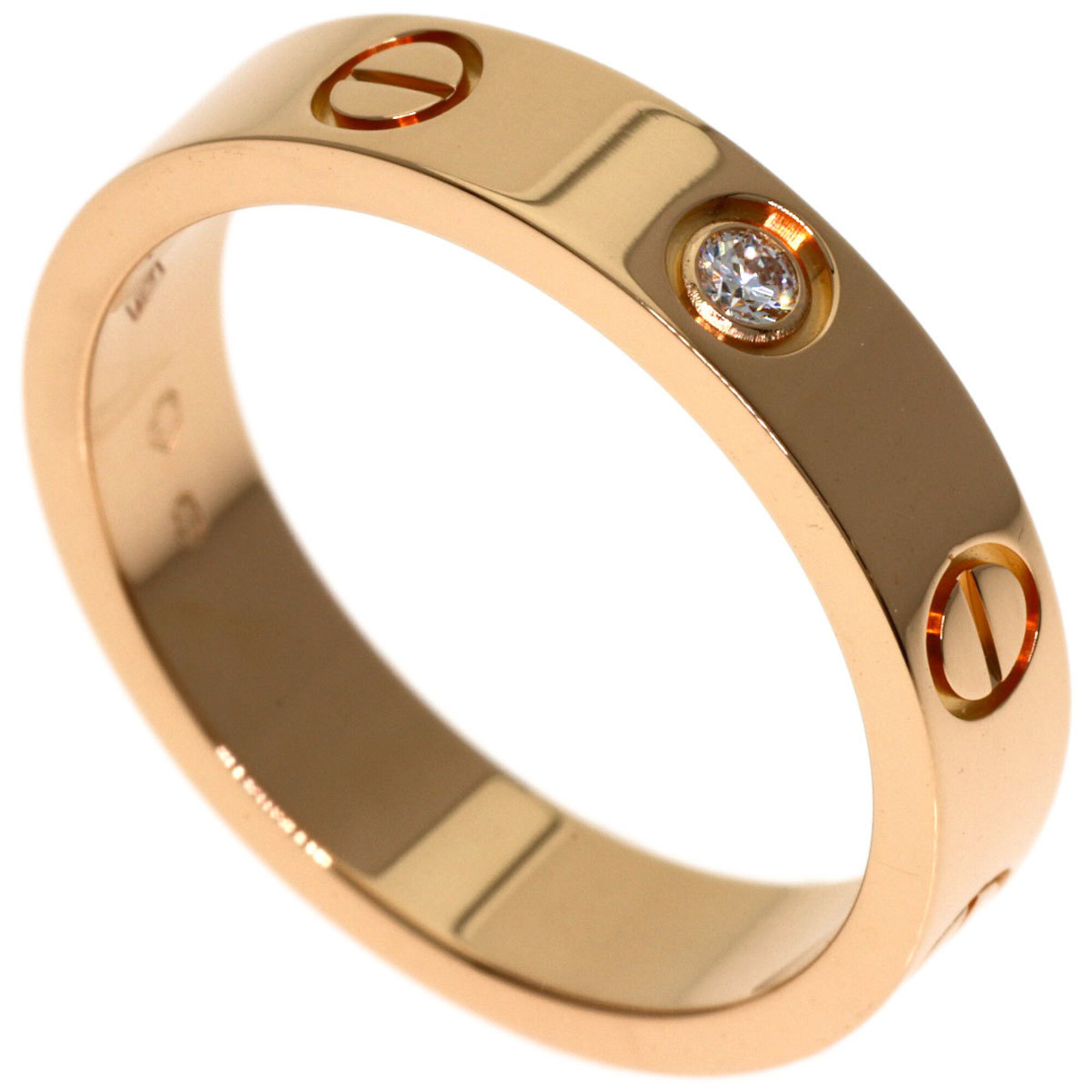 Cartier Mini Love Ring, 1P Diamond, Size #50, 18K Pink Gold, Women\'s CARTIER