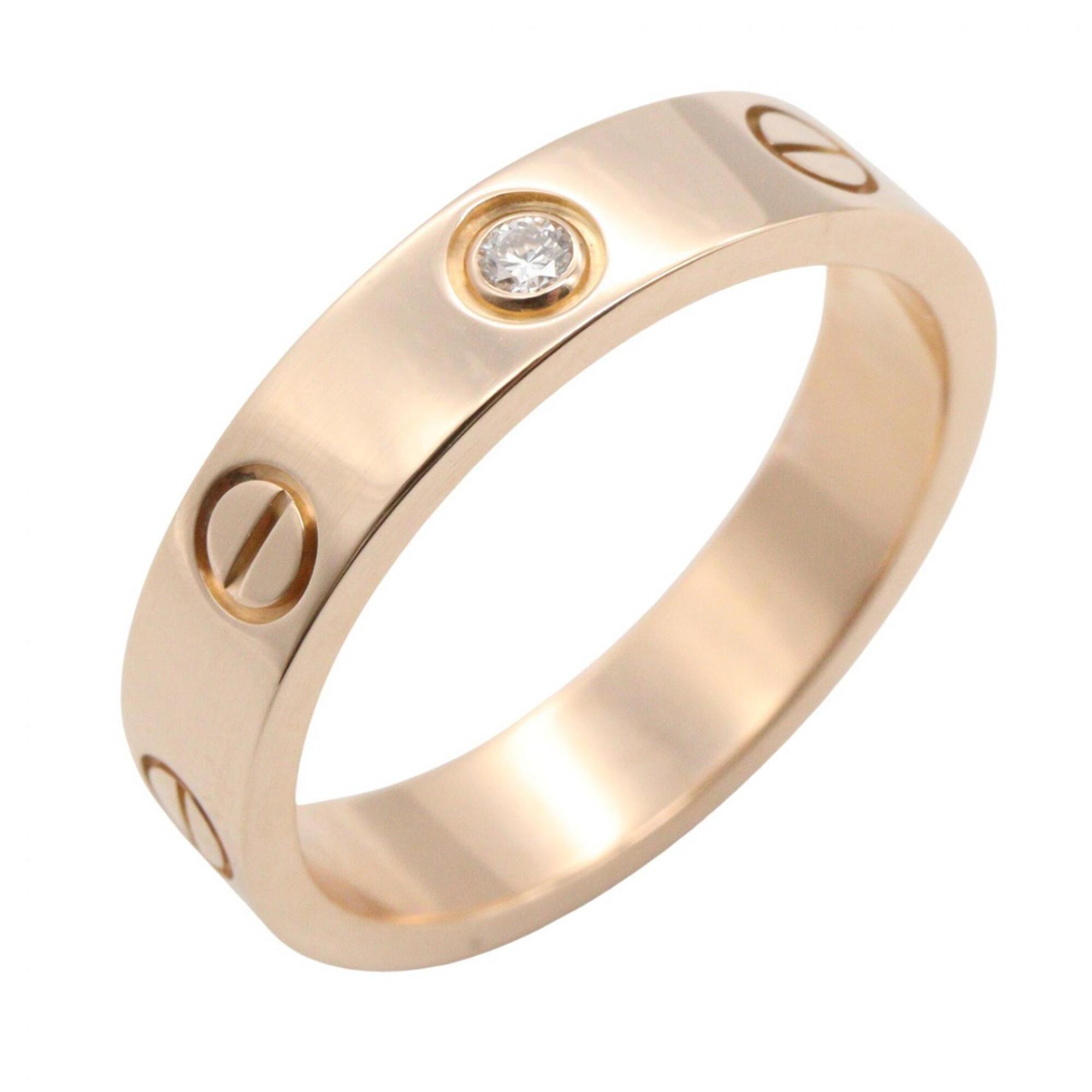 Cartier Mini Love Ring 1PD Ring, Jewelry, 18KPG (Pink Gold), Diamond, Women\'s, Gold Tone, Clear B40