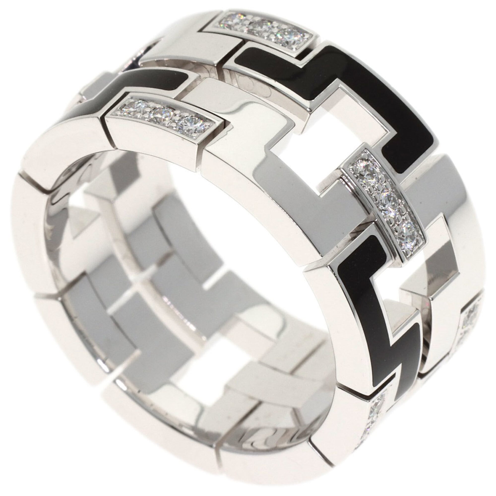 Cartier Dragon Padlock Diamond Ring #57 18K White Gold Women\'s CARTIER