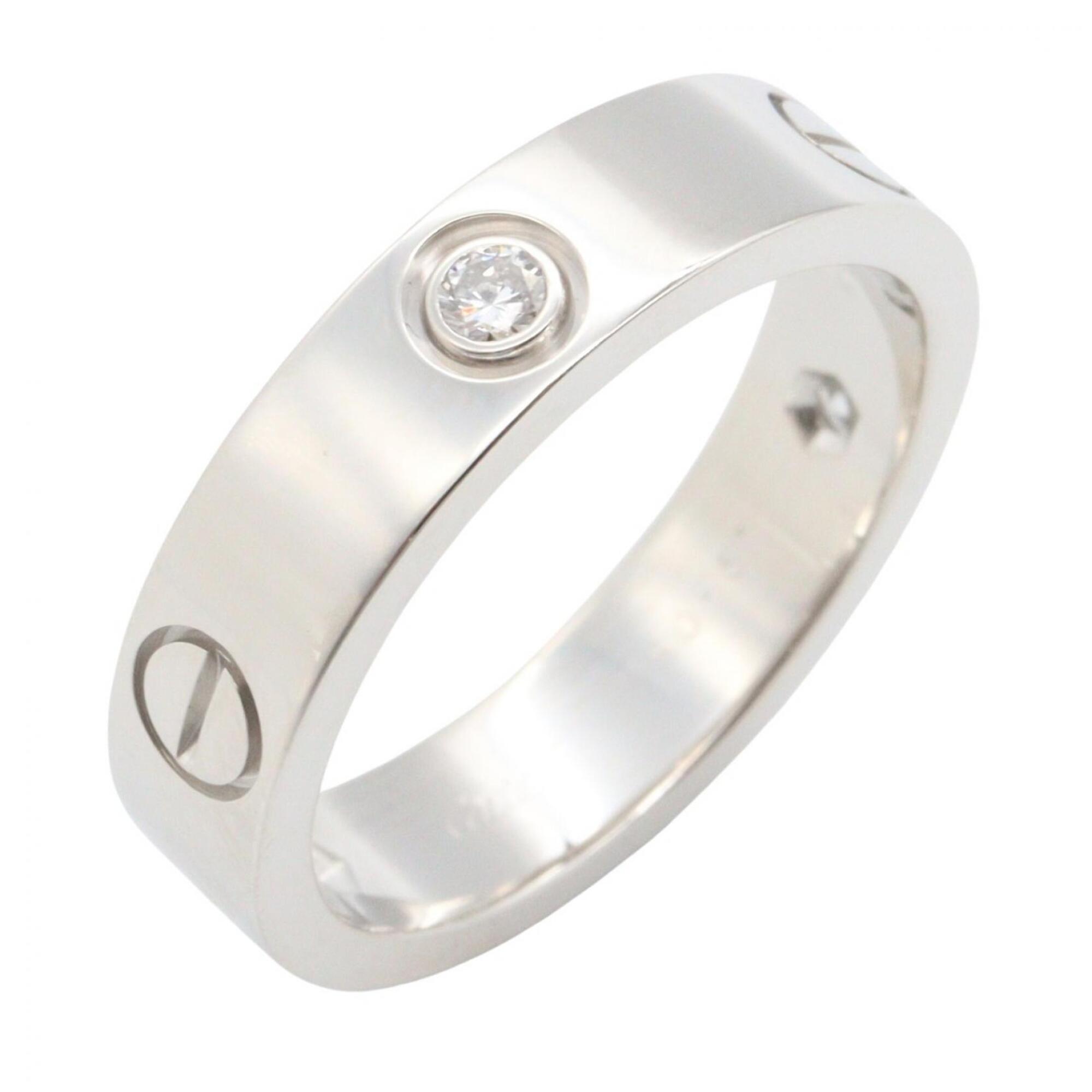 Cartier Love Ring 3PD - 18K White Gold (18KWG) Diamond Men\'s & Women\'s Silver Tone Clear B4032500