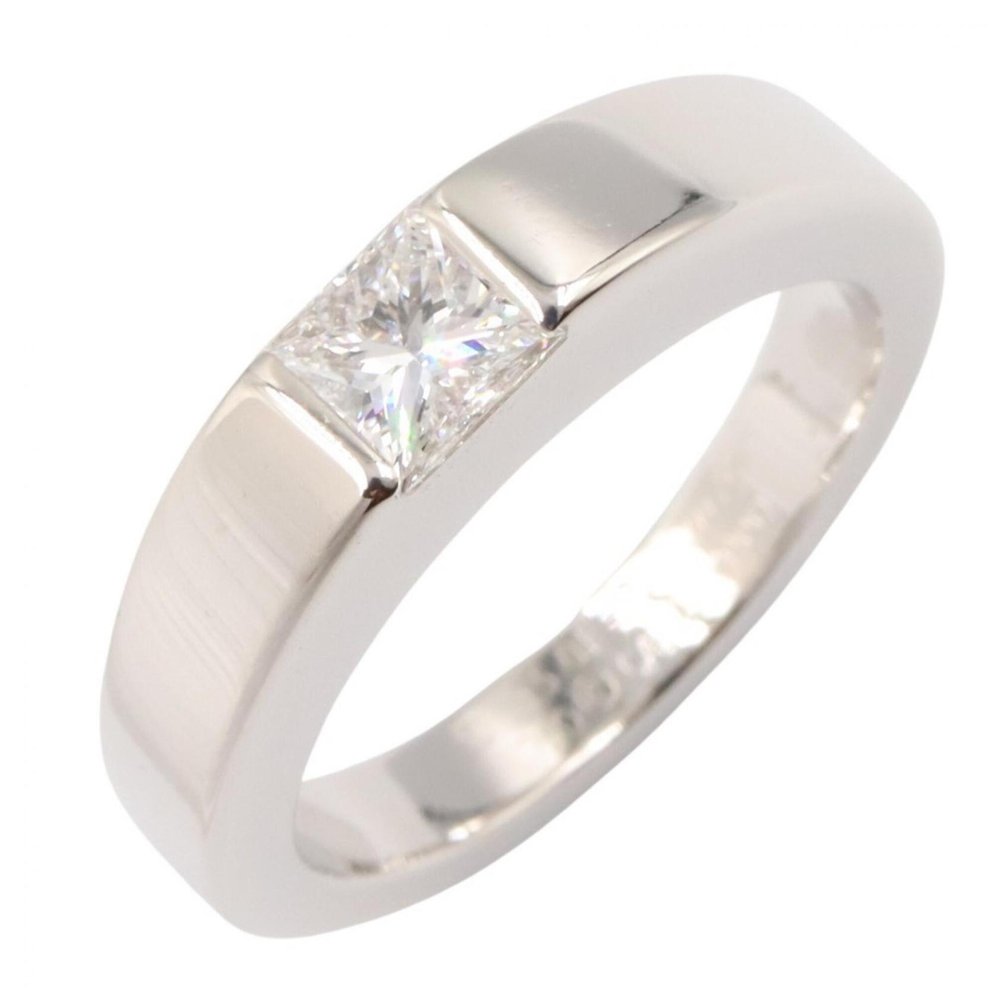 Cartier Tank Ring 1PD - 18K White Gold (18KWG) Diamond Women\'s Silver/Clear Tone