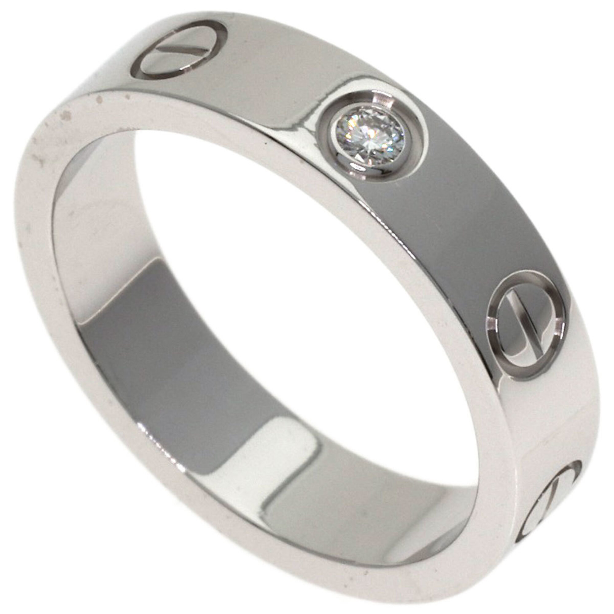 Cartier Mini Love Ring, 1P Diamond, Size 46, 18K White Gold, Women\'s Ring (CARTIER)