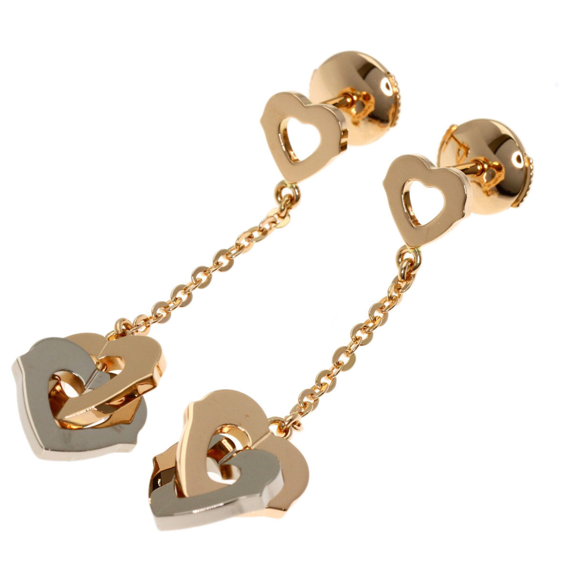 Cartier Double Heart Earrings 18K Pink Gold Women\'s CARTIER