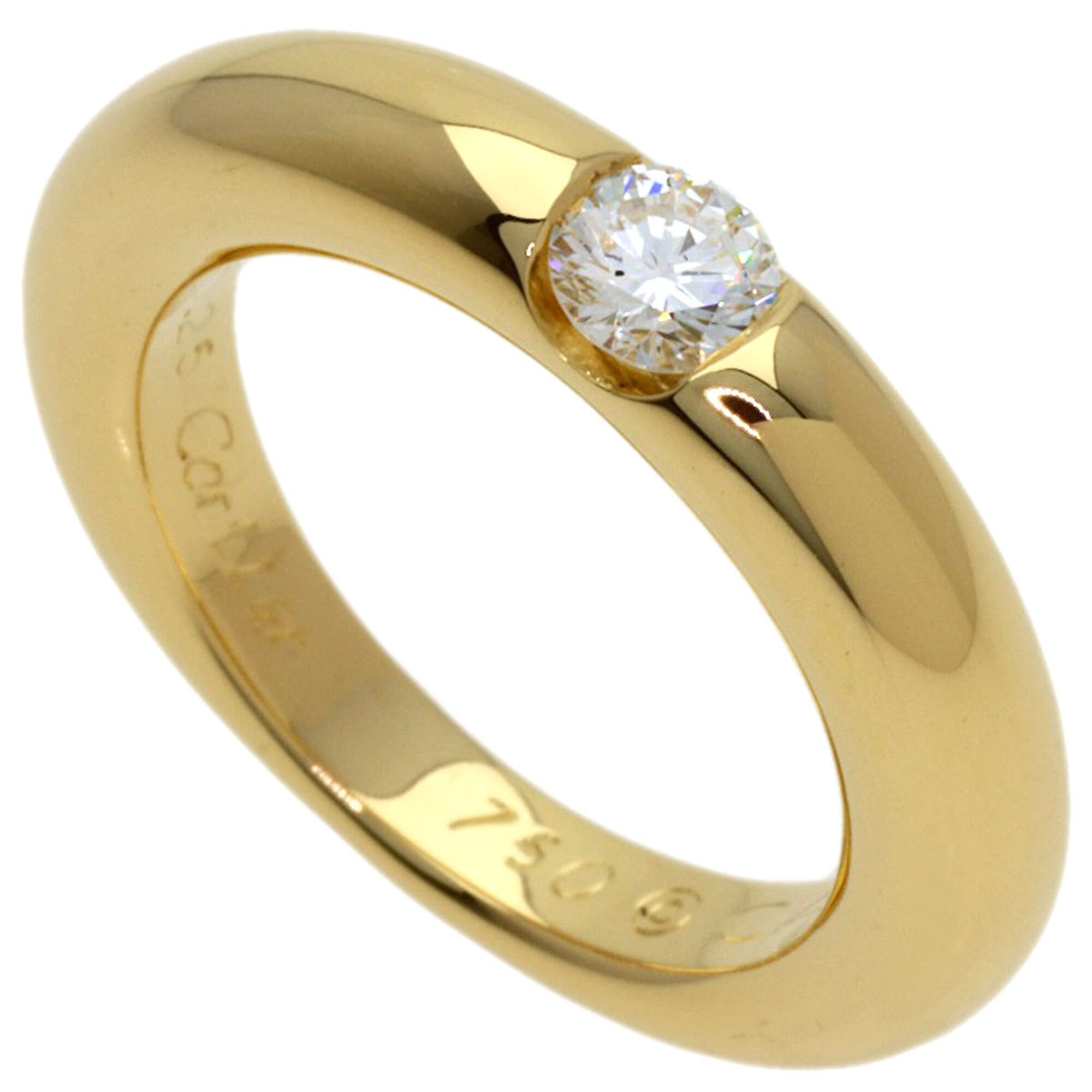 Cartier Ellipse 1P Diamond Ring #47 18K Yellow Gold Women\'s CARTIER